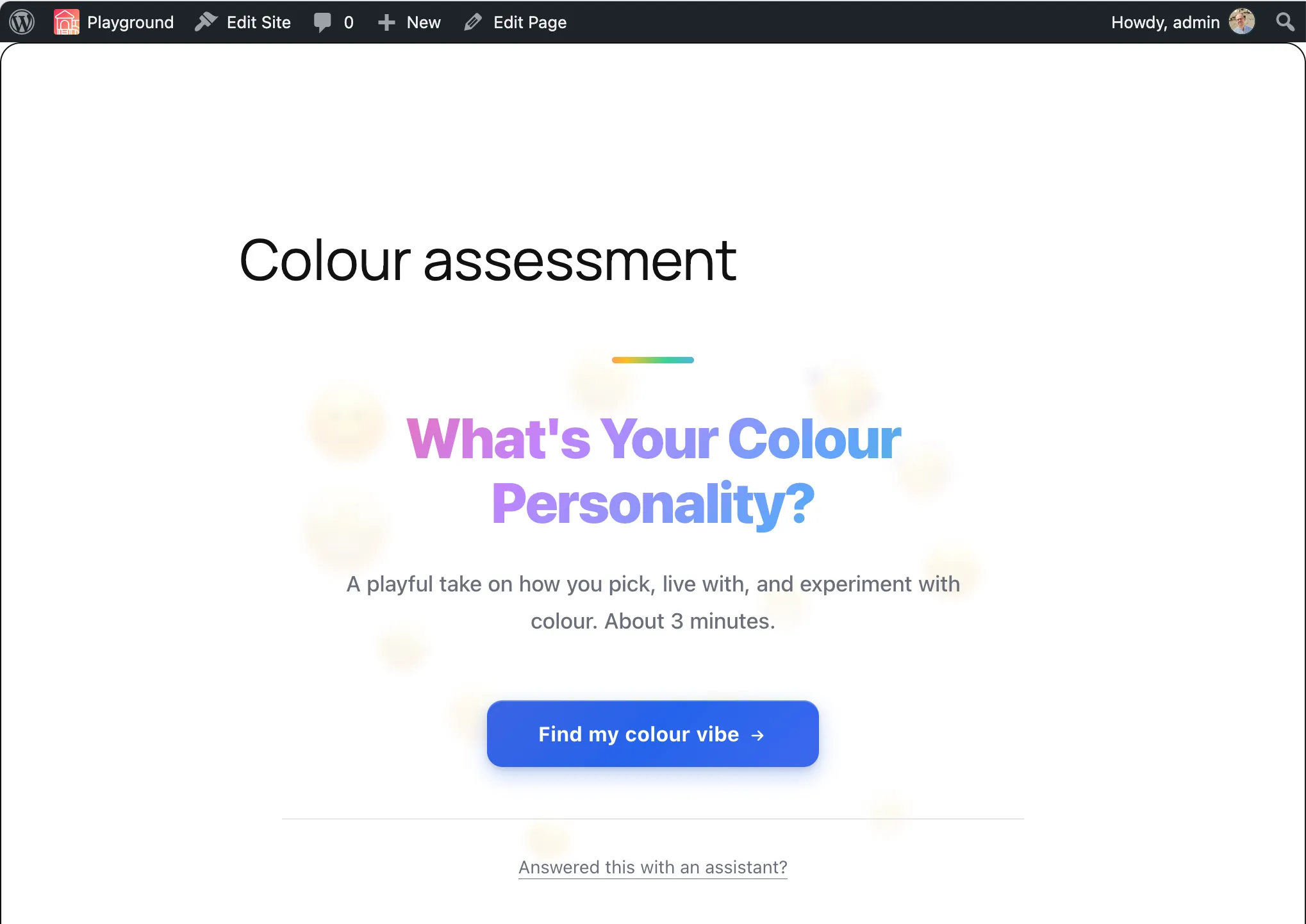 DimensionKit scorecard on a WordPress page